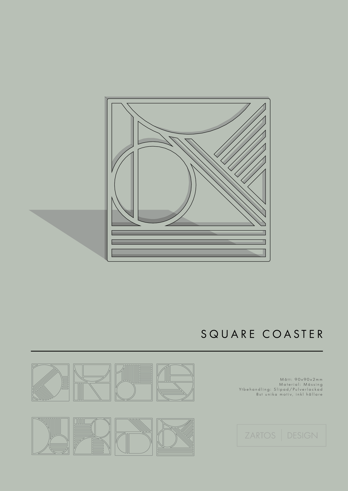 Square Coaster Brass